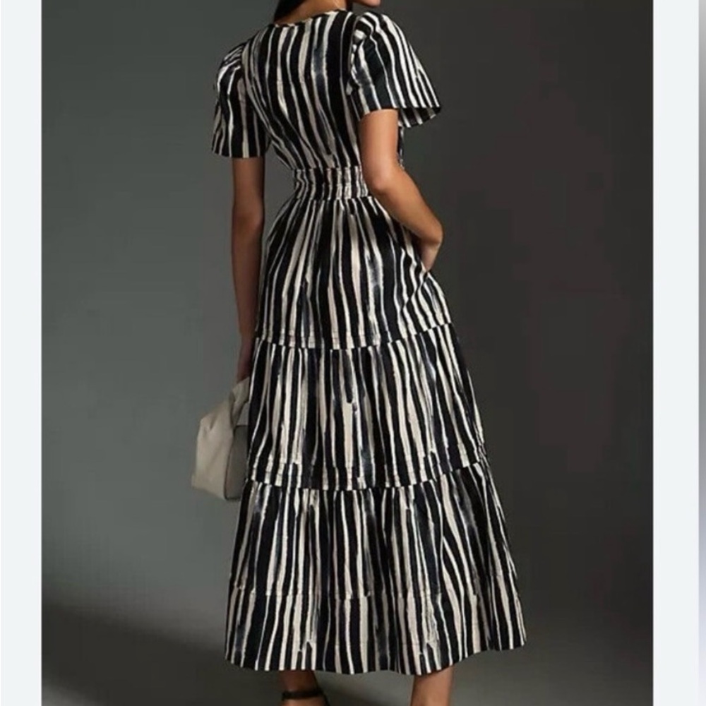 Anthropologie Black and White Striped Somerset Maxi Dress - Picture 2 of 5